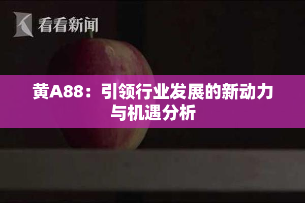 黄A88：引领行业发展的新动力与机遇分析
