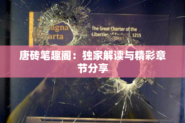 唐砖笔趣阁：独家解读与精彩章节分享