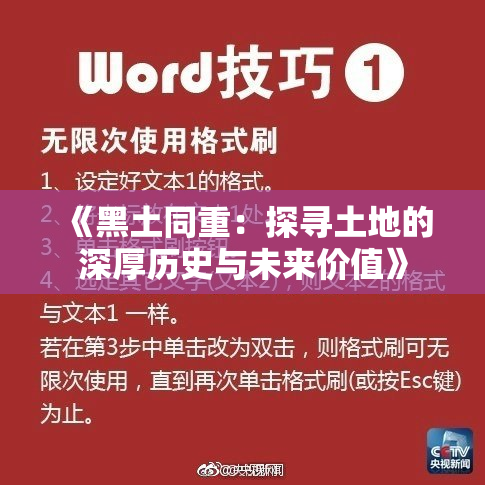 《黑土同重：探寻土地的深厚历史与未来价值》