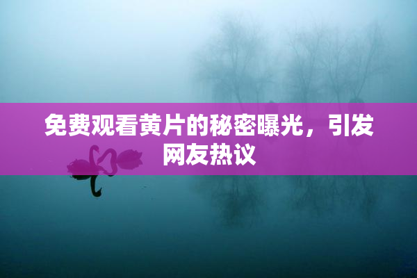 免费观看黄片的秘密曝光，引发网友热议