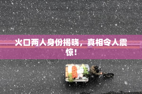 火口两人身份揭晓，真相令人震惊！