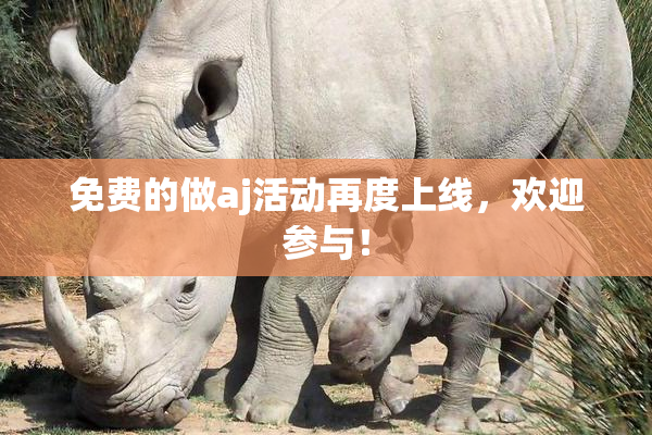 免费的做aj活动再度上线，欢迎参与！
