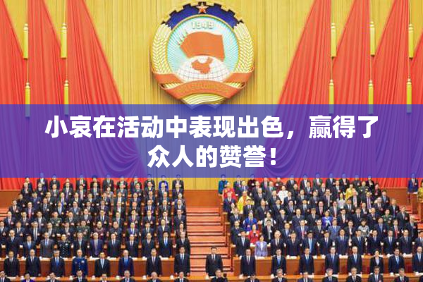 小哀在活动中表现出色，赢得了众人的赞誉！