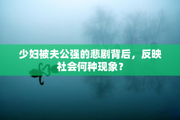 少妇被夫公强的悲剧背后，反映社会何种现象？
