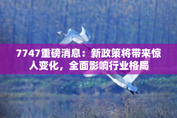 7747重磅消息：新政策将带来惊人变化，全面影响行业格局