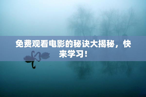 免费观看电影的秘诀大揭秘，快来学习！