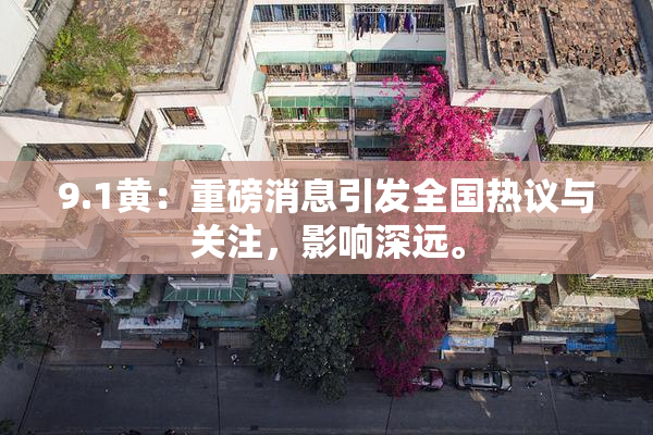 9.1黄：重磅消息引发全国热议与关注，影响深远。