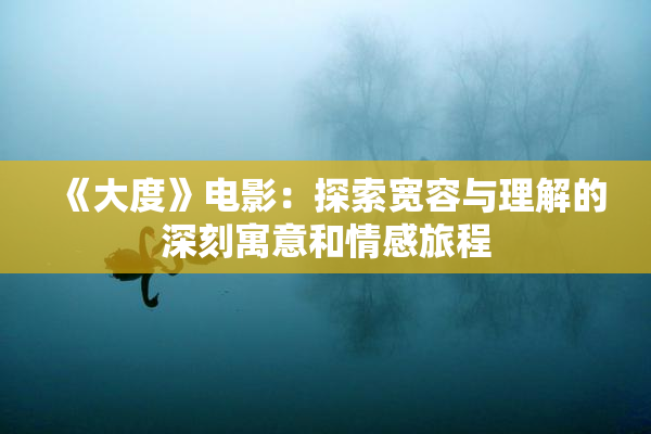 《大度》电影：探索宽容与理解的深刻寓意和情感旅程