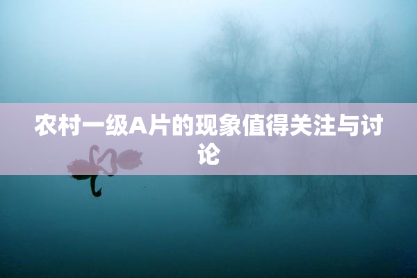 农村一级A片的现象值得关注与讨论