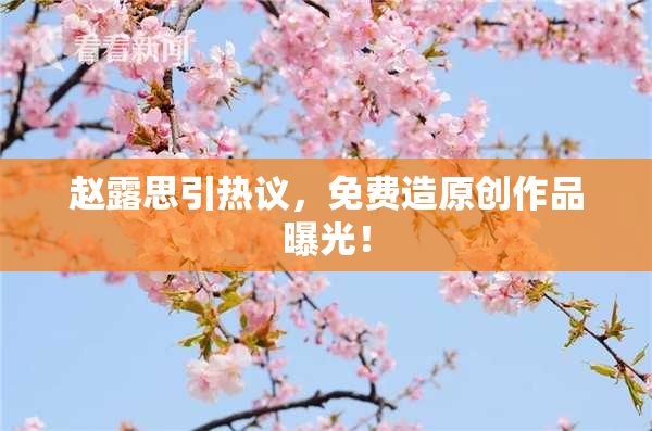 赵露思引热议，免费造原创作品曝光！