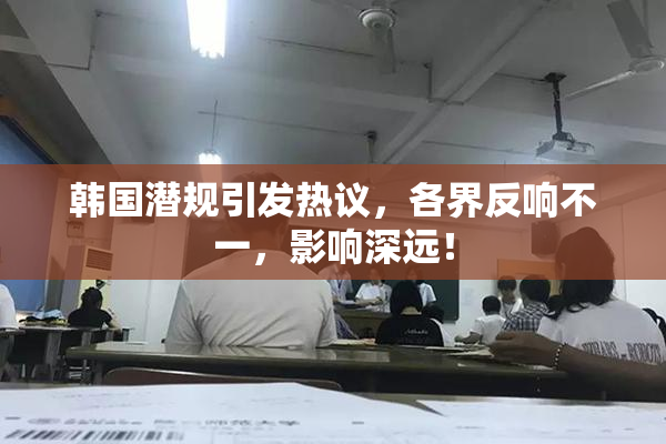 韩国潜规引发热议，各界反响不一，影响深远！